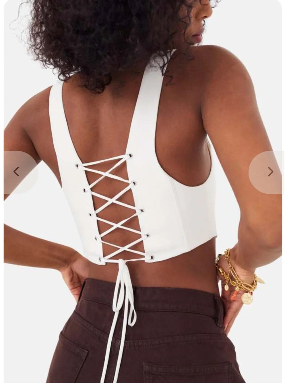 For Love & Lemons Nomi Ivory Lace-Up Corset Top size M NWOT